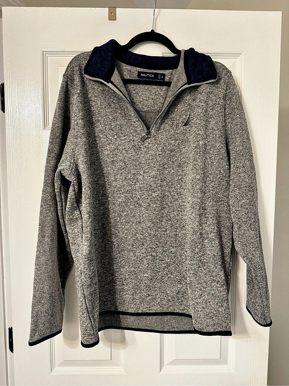 Nautica Men's Quarter-Zip Fleece Pullover Gray & Blue XL